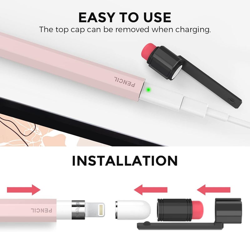 TRONWIN Apple Pencil 1st Generation Case, Silicone Pencil Sleeve Cover Perfect Grip Skin Classic Design with Sturdy Clip Compatible with Apple Pencil 1st gen for ipad (Pink) - Image 4